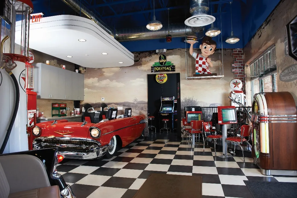 Bob's Big Boy diner setting with Classic 50's Chevrolet convertable